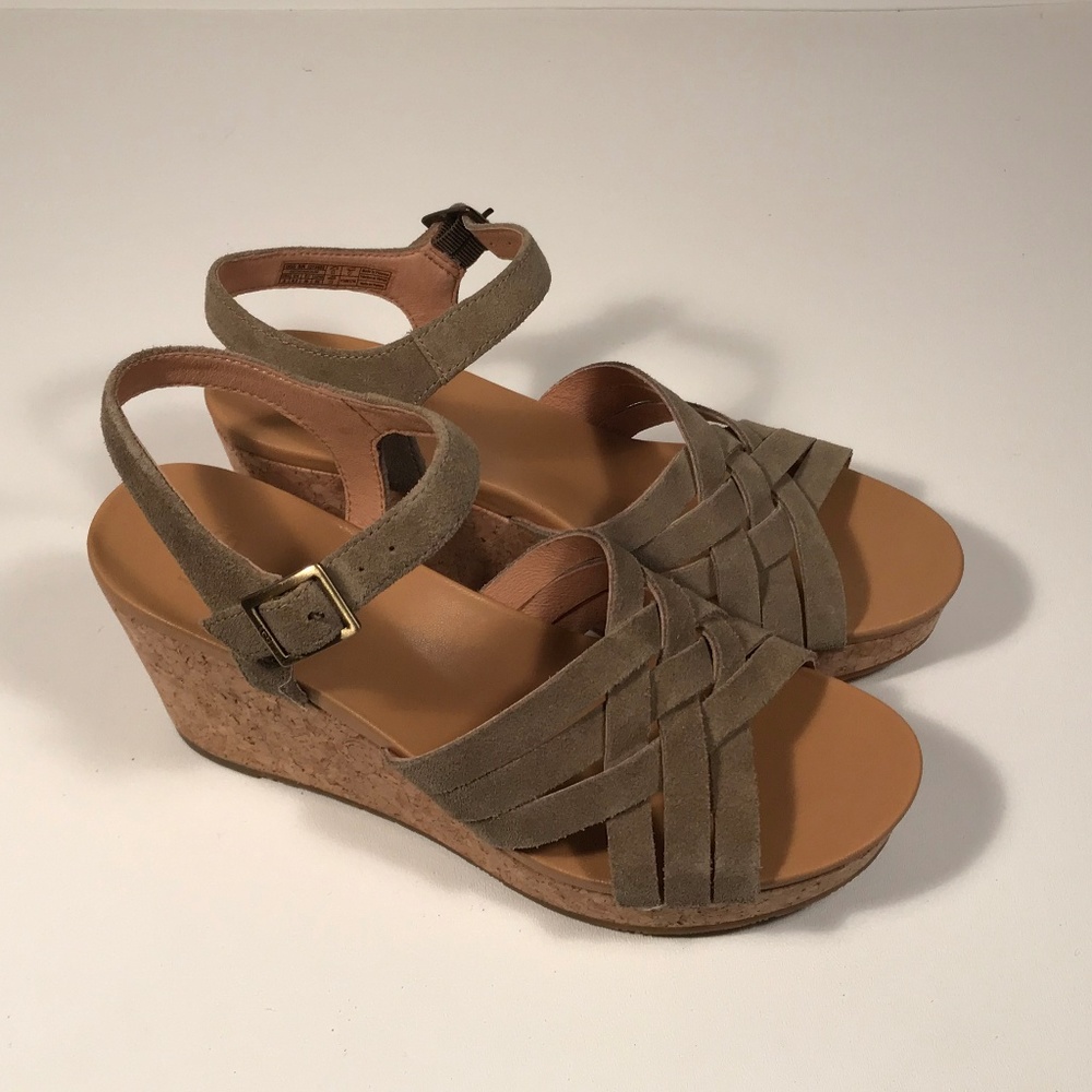 Ugg "Ulma" Cork Wedge Sandals Women 8, New
